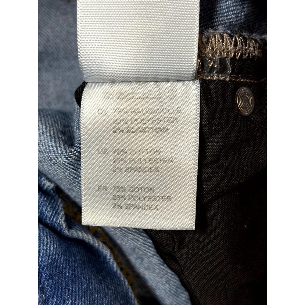 Kendall & Kylie Jeans Womens 3/4 Blue Denim Distressed Whiskered Boho Skinny Leg
